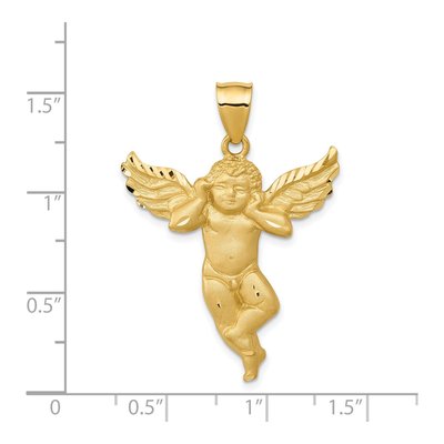 14K Yellow Gold Diamond-Cut Angel Pendant – view 5
