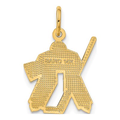 14K Yellow Gold Hockey Goalie Pendant – view 4