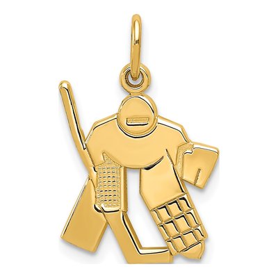 14K Yellow Gold Hockey Goalie Pendant