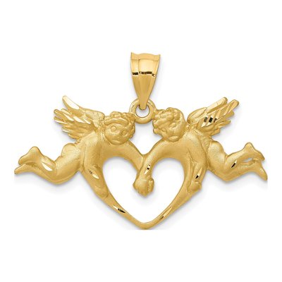 14K Yellow Gold Angels Heart Pendant