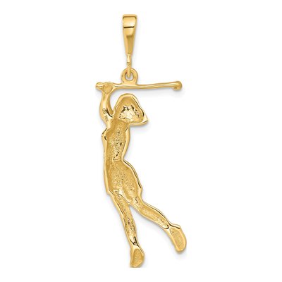 14K Yellow Gold Female Golfer Pendant – view 4