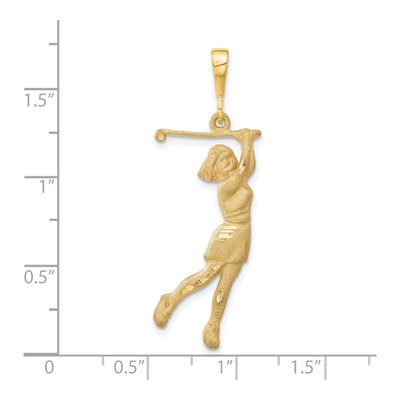 14K Yellow Gold Female Golfer Pendant – view 5