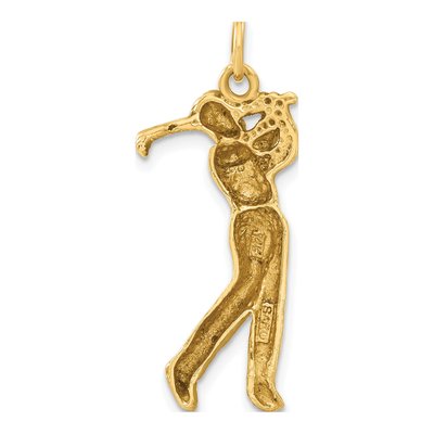 14K Yellow Gold Male Golfer Pendant – view 3