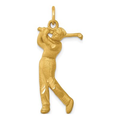 14K Yellow Gold Male Golfer Pendant