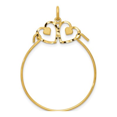 14K Yellow Gold Diamond-Cut Heart Holder Pendant