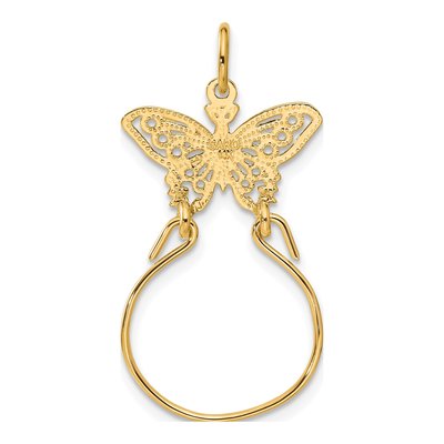 14K Yellow Gold Filigree Butterfly Holder Pendant – view 4