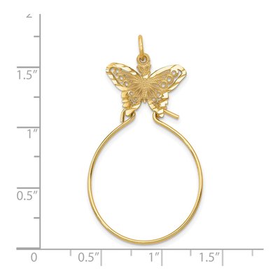 14K Yellow Gold Filigree Butterfly Holder Pendant – view 5