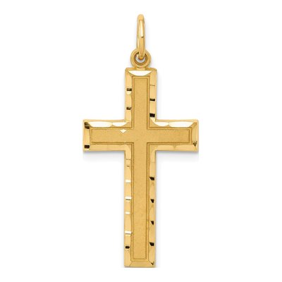14K Yellow Gold Diamond-Cut Cross Pendant