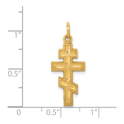 14K Yellow Gold Eastern Orthodox Cross Charm – view 4