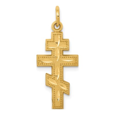 14K Yellow Gold Eastern Orthodox Cross Charm