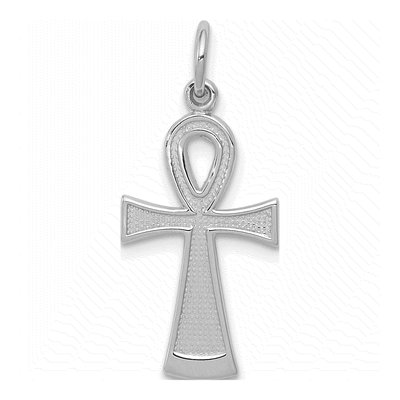 14K White Gold Ankh Cross Pendant