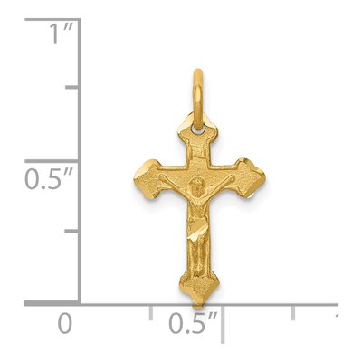 14K Yellow Gold INRI Diamond-Cut Crucifix Charm – view 4