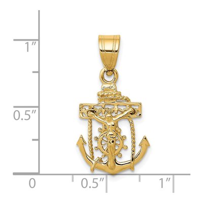 14K Yellow Gold Mariners Cross Pendant – view 4