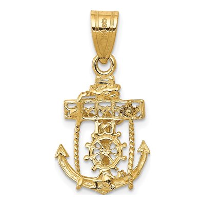 14K Yellow Gold Mariners Cross Pendant – view 5