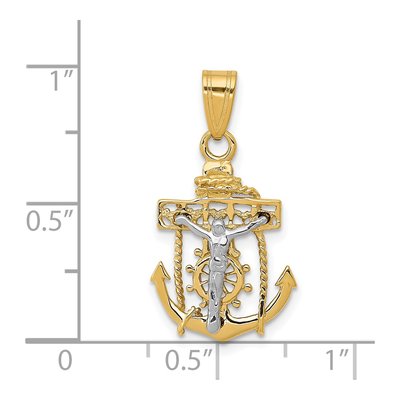 14K Two-Tone Gold Mariners Cross Pendant – view 4