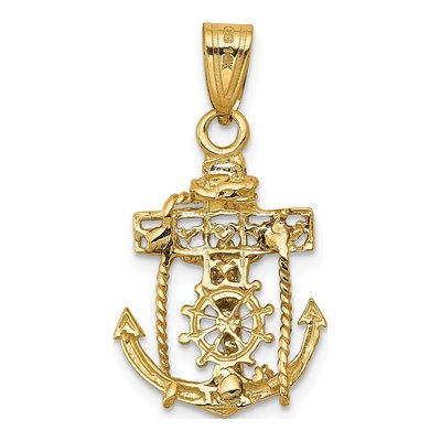 14K Two-Tone Gold Mariners Cross Pendant – view 5