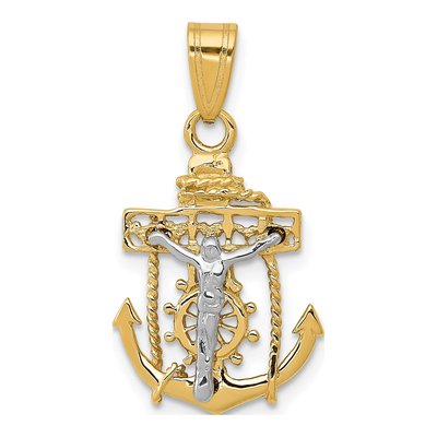 14K Two-Tone Gold Mariners Cross Pendant