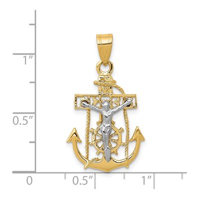 14K Two-Tone Gold Mariners Cross Pendant – view 4
