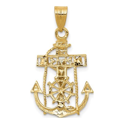 14K Two-Tone Gold Mariners Cross Pendant – view 5
