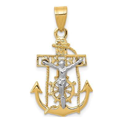14K Two-Tone Gold Mariners Cross Pendant
