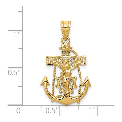 14K Yellow Gold Mariners Crucifix Pendant – view 4