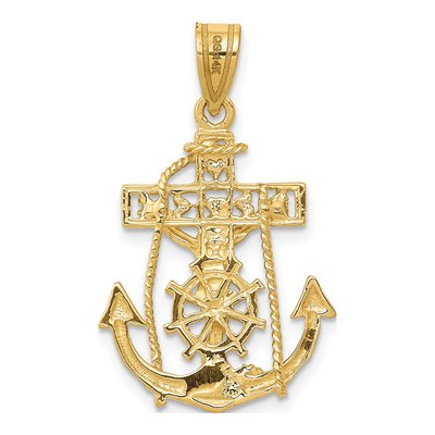 14K Yellow Gold Mariners Crucifix Pendant – view 5