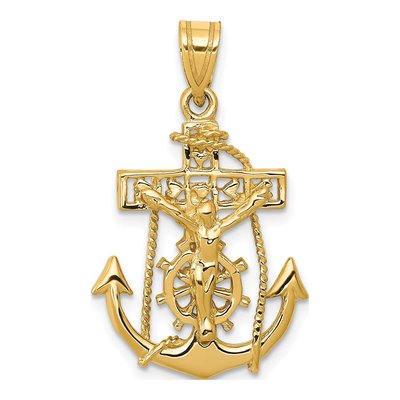 14K Yellow Gold Mariners Crucifix Pendant