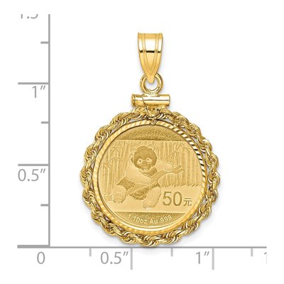 14K Yellow Gold Rope Bezel for 10oz Panda Coin Pendant – view 2