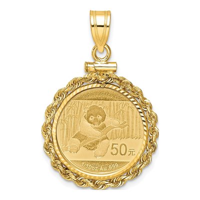 14K Yellow Gold Rope Bezel for 10oz Panda Coin Pendant