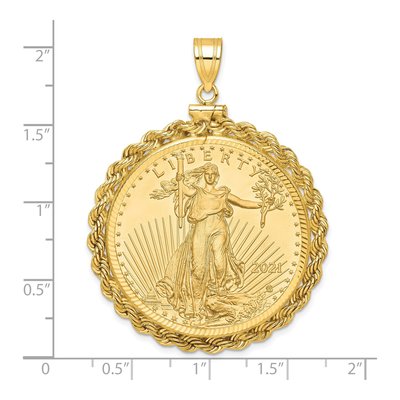 14K Yellow Gold 1oz American Eagle Coin Bezel Pendant – view 2