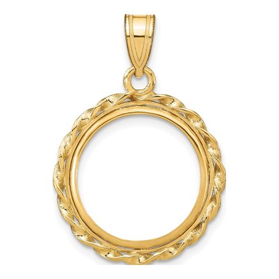 14K Yellow Gold Twisted Wire Coin Bezel Coin Bezel