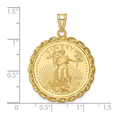 14K Yellow Gold Twisted Wire Coin Bezel Pendant – view 2