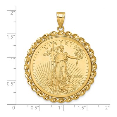 14K Yellow Gold Twisted Wire Coin Bezel Pendant – view 2
