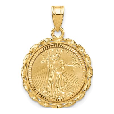 14K Yellow Gold Coin Bezel Pendant