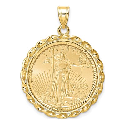 14K Yellow Gold Coin Bezel Pendant