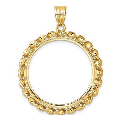 14K Yellow Gold Diamond-Cut Coin Bezel Pendant – view 3
