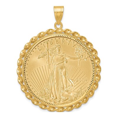 14K Yellow Gold Coin Bezel Pendant