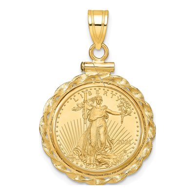 14K Yellow Gold Twisted Bezel for 10oz American Eagle Pendant