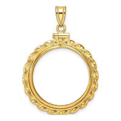 14K Yellow Gold Twisted Coin Bezel Coin Bezel