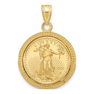 14K Yellow Gold American Eagle Coin Bezel Pendant
