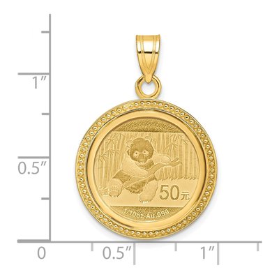 14K Yellow Gold Beaded Bezel for 10oz Panda Coin Pendant – view 2