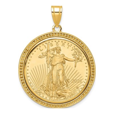 14K Yellow Gold Coin Bezel Pendant