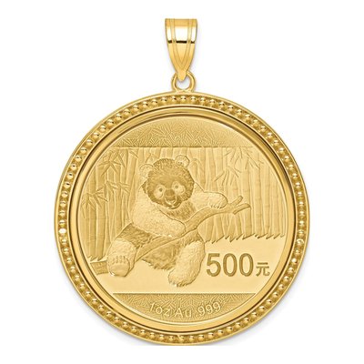 14K Yellow Gold Panda Coin Bezel Pendant