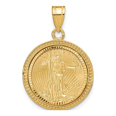 14K Yellow Gold Coin Bezel for 10oz Eagle Pendant