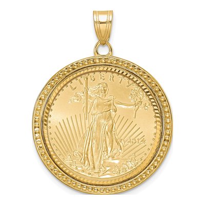 14K Yellow Gold Coin Bezel Pendant