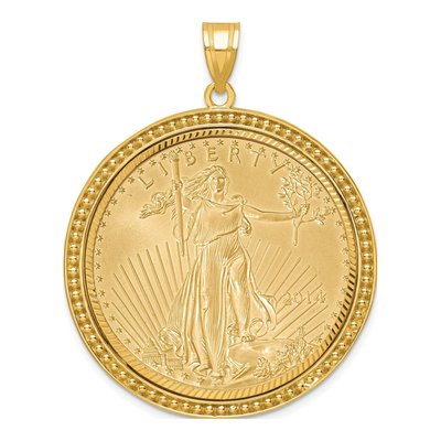 14K Yellow Gold Coin Bezel for 1oz Eagle Pendant