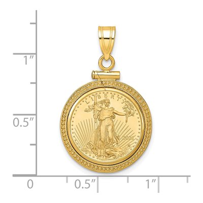 14K Yellow Gold 10oz American Eagle Coin Bezel Pendant – view 2
