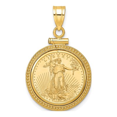 14K Yellow Gold 10oz American Eagle Coin Bezel Pendant