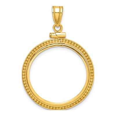 14K Yellow Gold Screw Top Coin Bezel Coin Bezel