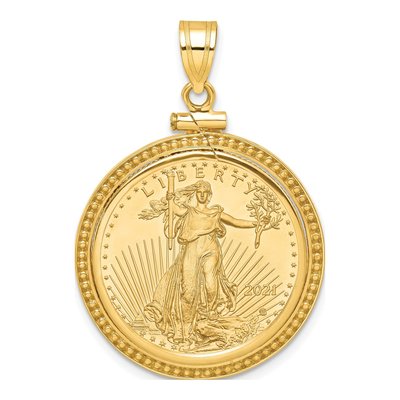 14K Yellow Gold Coin Bezel Pendant